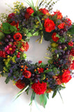 Fruit & Flowers Silk Floral Wreath - JaNice Interiors Botanicals Ranunculus