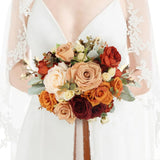 Rinlong Rustic Burnt Orange Wedding Bouquet for Bride Bridal Bridesmaid Brida... Bouquet