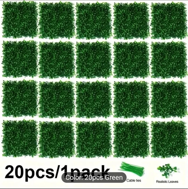 20pcs Artificial Plant Wall with Nylon Belt, Artificial Lawn for Home Green Plant