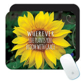 Gift Mousepad : Sunflower Bloom With Grace Quote Flower Floral Yellow Sunflower