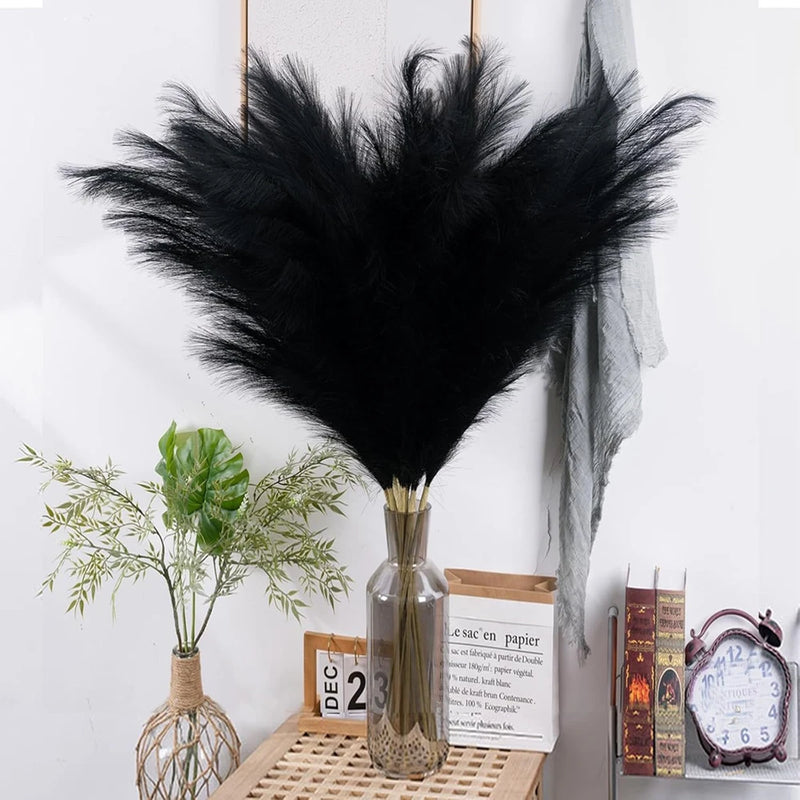 38" 10 Stems Pampas Grass Tall - Black Faux Pampas Grass Artificial Tall Pampas Pampas Grass