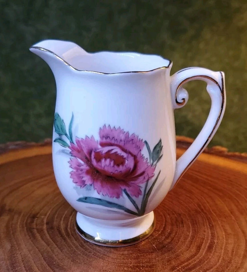 Vintage Roslyn CREAMER Fine Bone China Carnation Floral 3.5"  England Bud Vase Carnation