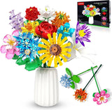 Flowers Bouquet Building Set, Creative Artificial Wildflowers Botanical 980pcs Carnation