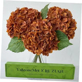 3 Pcs Hydrangea Artificial Flowers 21ÔÕ Real Touch Latex Orange Brown Hydrangea