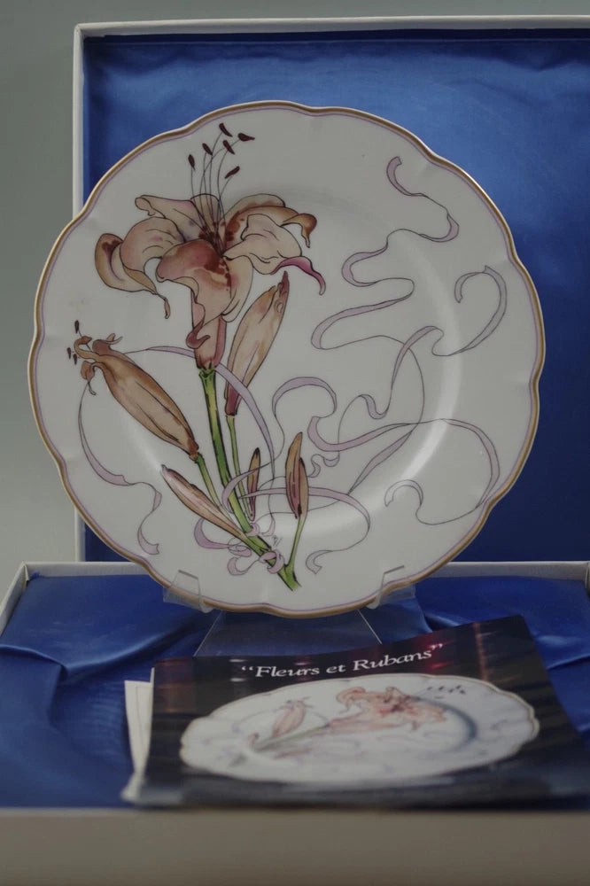 HAVILAND LIMOGES FLEURS ET RUBANS -LYS -LILY PLATE LTD.ED BOXED Lily