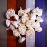 30 White Winding Rose Sola Wood Flower Diffuser Flowers 4 cm Dia. For Craft Dried Flower