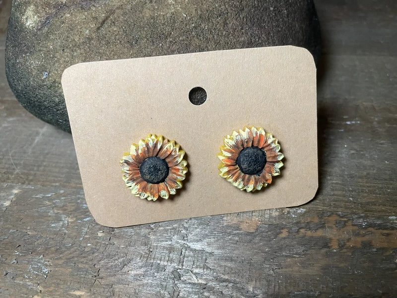 Hypoallergenic Handmade Polymer Sunflower Floral Flower Earrings Autumn Sunflower