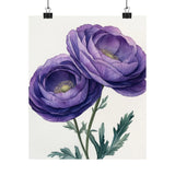 Boho Lavender Ranunculus Flower Art Print Poster, Minimalist Floral Wall Art 5 Ranunculus