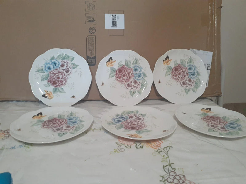 Lenox Butterfly Meadow Hydrangea 9" Accent Salad Plates Lunch Lot 6 Hydrangea