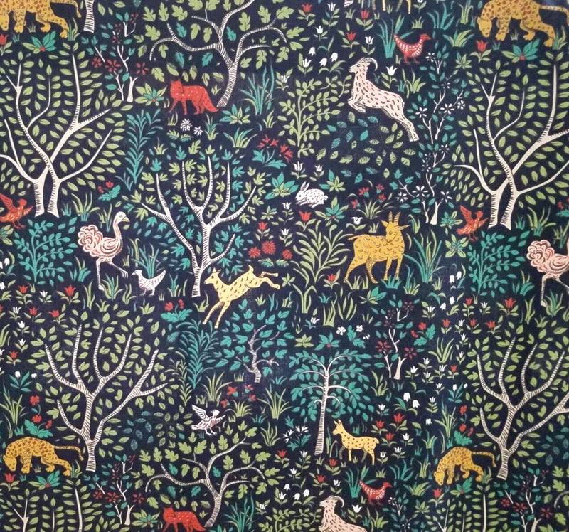 Folkworld in Admiral BTY Robert Allen 100% Cotton Duck 54" W Animals Trees Flowering Plants