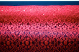 EMBROIDERED FLORAL LACE FABRIC WITH BEAD SPARKLE RED 52" WIDE BY THE YARD Flowering Plants