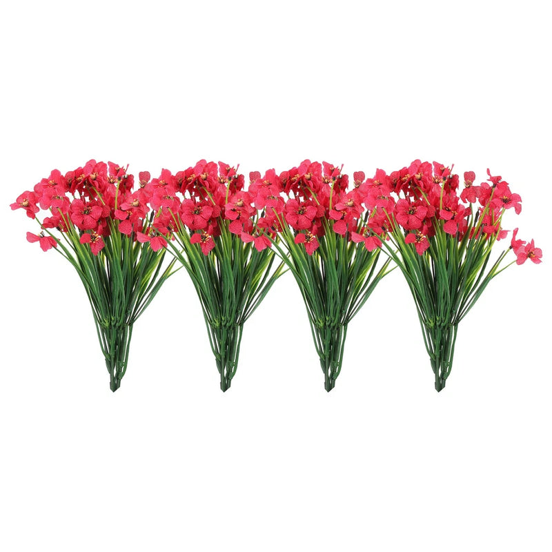 Artificial Flower Heads, Plastic Fake Plants Hydrangea Rose Red Faux 12Pcs Hydrangea