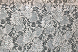 EMBROIDERED FLORAL LACE FABRIC WITH BEAD SPARKLE BEIGE 56" WIDE BY THE YARD Flowering Plants