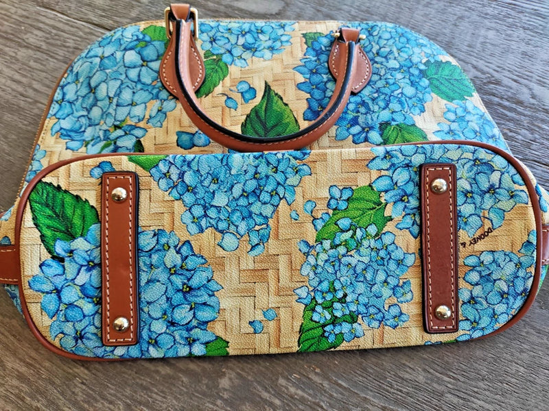 Dooney & Bourke Hydrangea Basketweave Zip  Zip Satchel Bag, limited edition. Hydrangea