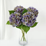 4PCS 19.6Inch Purple Green Faux Hydrangea Artificial Flowers Silk Latex Reali... Hydrangea