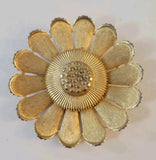 Vintage Sarah Coventry Sunflower Brooch Large Goldtone 3