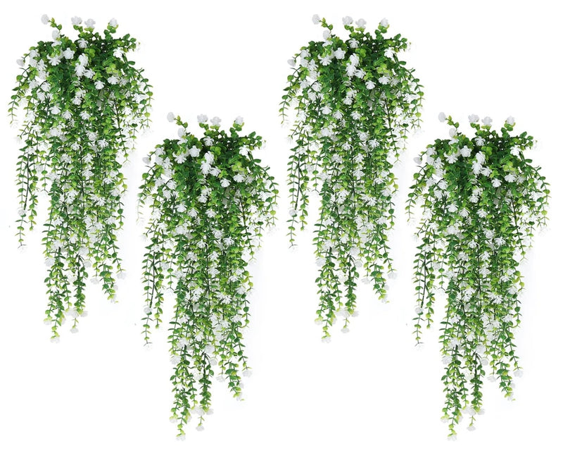4pcs Fake Hanging Plants Realistic Artificial Outdoor Flowers Hanging Greener... Green Plant