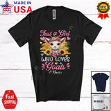 Custom Name Girl Who Loves Goats; Lovely Flowers Goat Sunflower; Family T-Shirt Sunflower