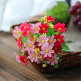 Silk Flowers Bunch 28Head Home Grave Outdoor Daisy Wedding Bouquet Artificial Green Plant
