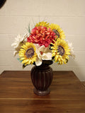 Bouquet of Large Silk Flowers In Bronze Vase Hydrangea