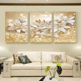 3PCS Pink Gold Lilies Canvas Painting Nordic Poster And Posters Home Decoration Lily