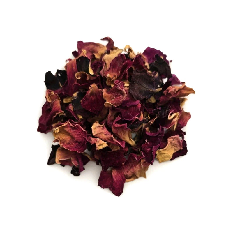 Dried rose petals, dark red and maroon flower petals
