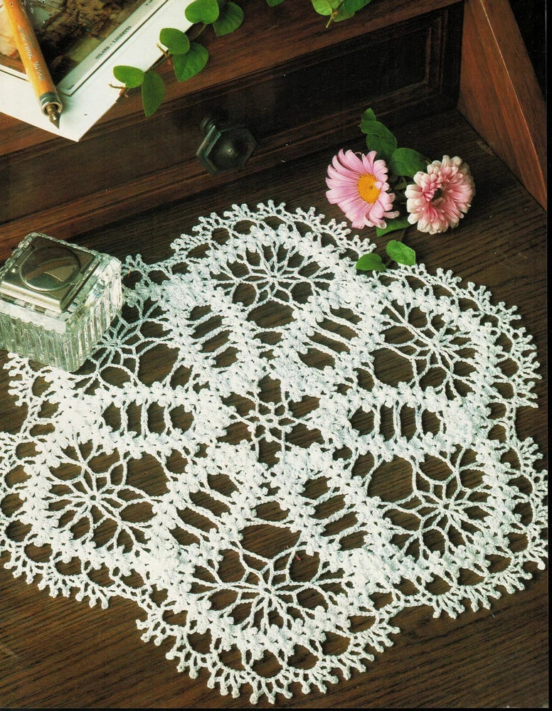 7X Challenging Little Gem Engraving Pebbles Carnation Crochet DOILY Patterns Carnation