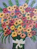 Original Acrylic Painting on Canvas. Modern Abstract Flowers Hand-Painted  11x14 Carnation