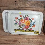 X2 Roses Carnations Child's Metal Snack and Play Tray Brand New Vintage Carnation