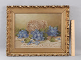 Antique IRVING LEWIS BACON Hydrangea Flowers Cut Glass, Lace Still Life Painting Hydrangea