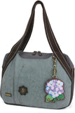New Chala Shoulder Bowling Zip Tote Large Bag Indigo Blue HYDRANGEA Flower gift Hydrangea
