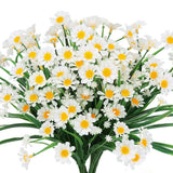 TEMCHY Artificial Daisies Flowers Outdoor UV Resistant 4 Bundles Fake Foliage Daisies