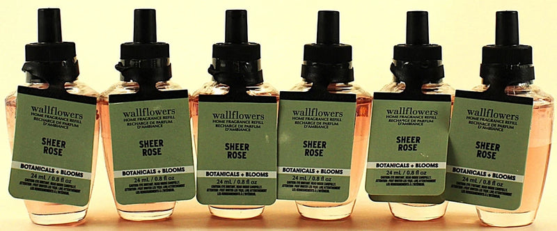 QTY 6 - Bath & Body Works SHEER ROSE Wallflowers Home Fragrance Oil Refills Roses