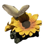 Vintage Resin Butterfly on a Sunflower Figurine Sunflower