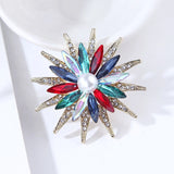 Women's Multi-Color Crystal Pearl Sunflower Flower Brooch Pin Sunflower