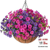 Artificial Fake Hanging Flowers Plants Baskets for 12 Bundles B Purplefuchsia Flowering Plants