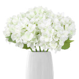 White Hydrangea Artificial Flowers 5pcs Fake Silk Hydrangeas Faux Flowers wit... Hydrangea