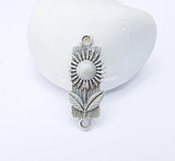 2 Sunflower Charms, Floral Pendant, Nature Earring Charm 32x12mm G37212 Sunflower