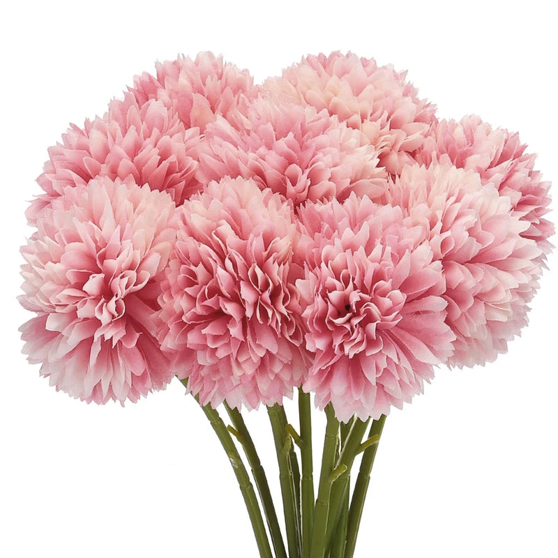Artificial Flower Heads Silk Chrysanthemum Hydrangea Dark Pink Faux 12Pcs Hydrangea