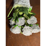 6PCS Artificial Silver Silk Roses Bouquet Long Stem for Home Wedding Party Bouquet