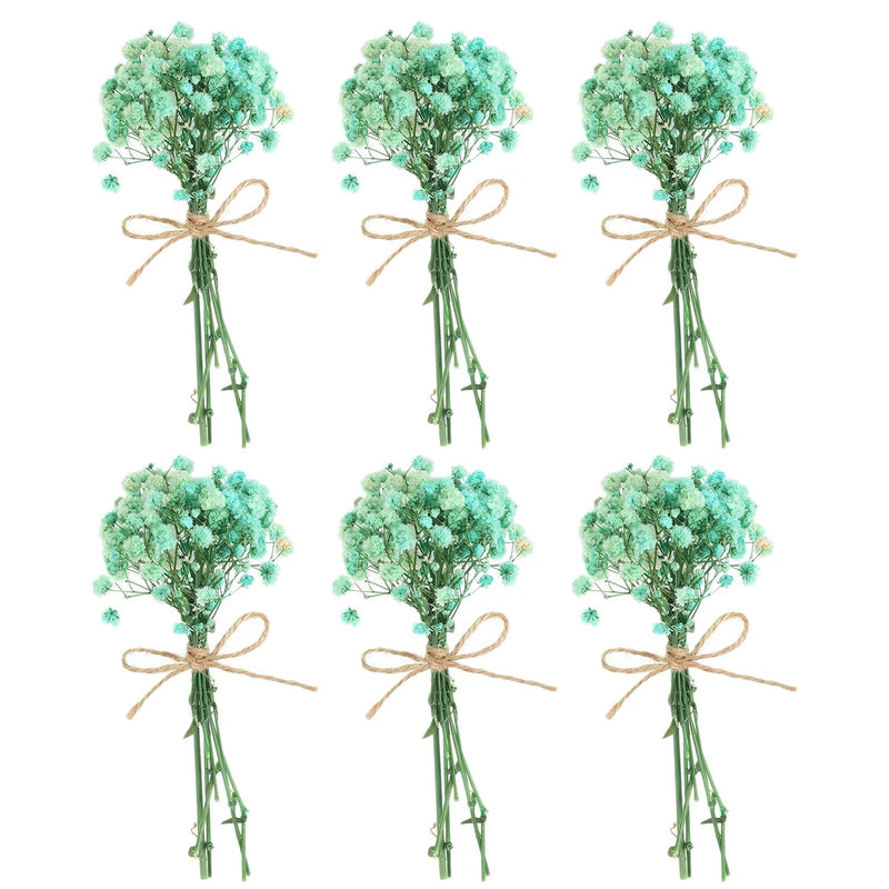 6 Pcs Mini Dried Flower Bouquet Baby's Breath Boho DIY Gift Light Blue Dried Flower