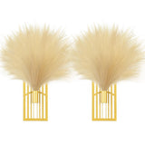 2 Pieces Boho Wall Decor Gold Metal Wall Art Artificial Pampas Wall Mounted H... Pampas Grass