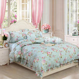 Light Blue Hydrangea Shabby Chic Queen Bedding Set with Ruffles - 4 Pieces Hydrangea