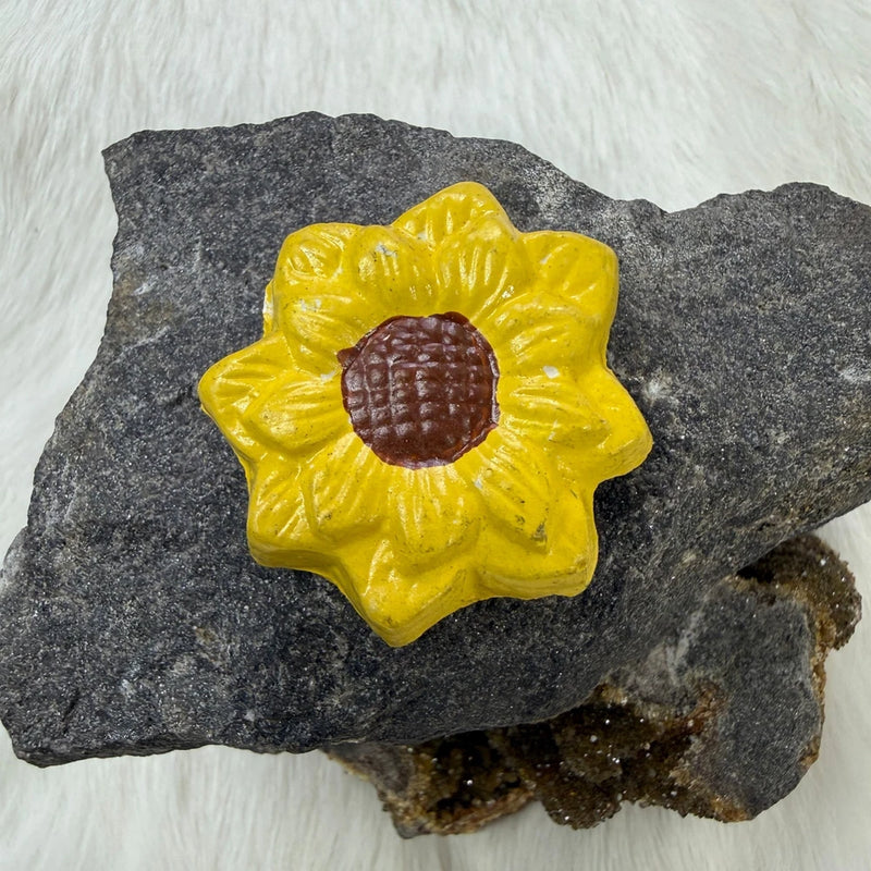 Vintage WGH 1996 Yellow Sunflower Flower Ceramic Pin Brooch Sunflower