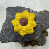 Vintage WGH 1996 Yellow Sunflower Flower Ceramic Pin Brooch Sunflower