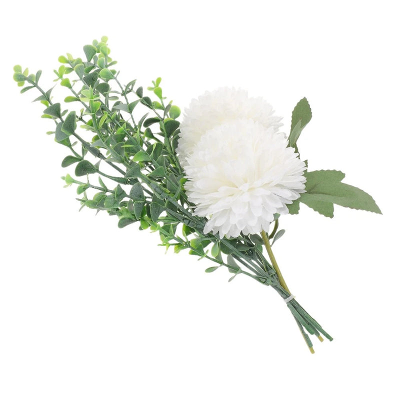 Faux Flowers Artificial Chrysanthemum Branches Eucalyptus Bouquet Green Plant
