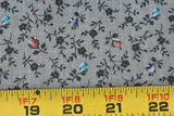By 1/2 Yd, Vintage, Pink Blue & Gray Calico on Gray Quilt Cotton, Manes, V935 Flowering Plants