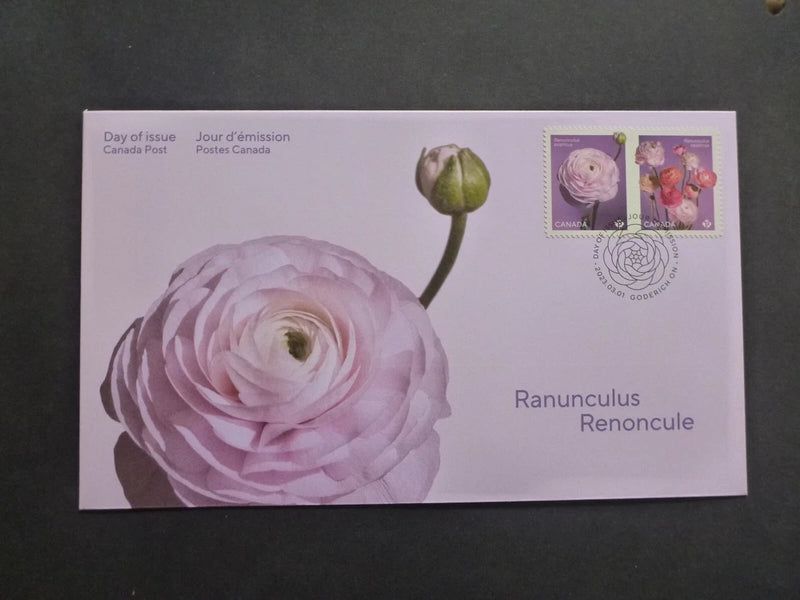 CANADA 2023 Flowers - Ranunculus Renoncule Pair Stamps First Day Cover Ranunculus