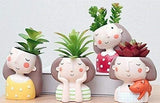 Garden Basket Resin Ceramic Dreaming,Thinking Girl Planter Pots - Pack of 4 Garden Plants