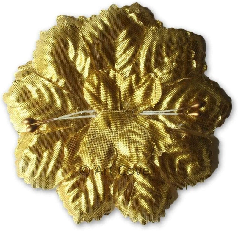 Gold flat carnation flower for corsage, scalloped petals with center knot